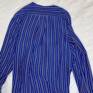 Rag & Bone silk blue striped blouse tie front